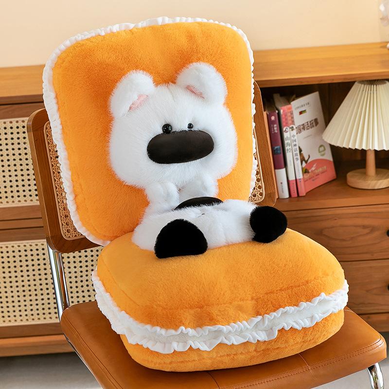 Toast Cute Dog Plush Toy Children's Ink Dog Throw Pillow Girls Office White Dog Cushion Home Pillow Sleeping Pillow