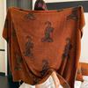 Retro Tiger Knitted Blanket Brown Bedspread Modern Orange Decorative For Sofa Throw Warm Living Room Bedding Home Decorations