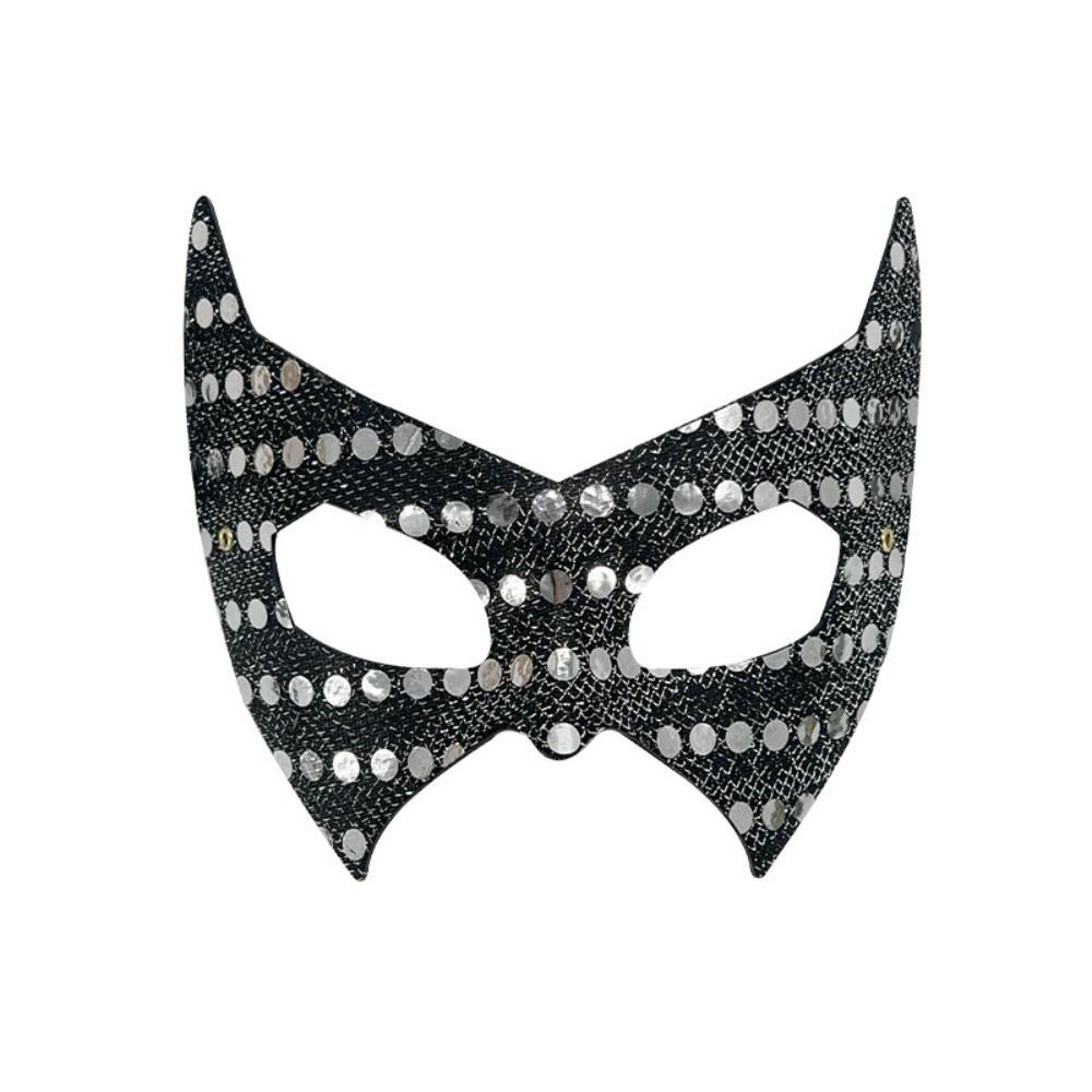 

Half Face Mardi Gras Mask Sequin Party Costume Mask Fashion Eye Mask Party Use срібний/чорний