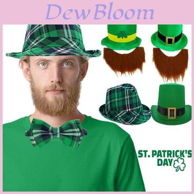 St. Sint-Patricksdag Ierse Leprechaun Klavertje Fluwelen Hoed Volwassen Verkleedaccessoire