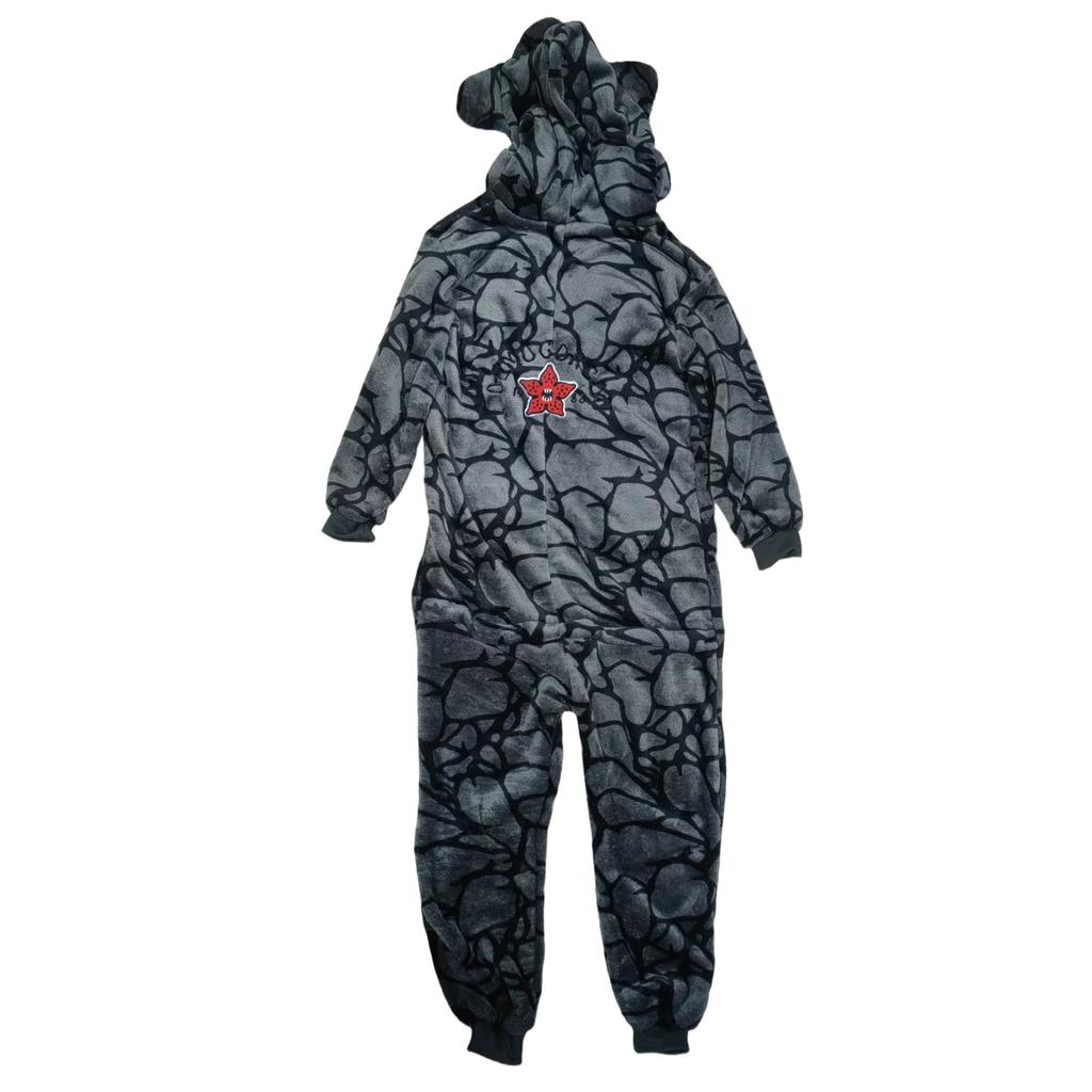 Adult Kids Stranger Pajamas Demogorgon Plant Costume Floral Headpiece Family Flannel Onesie Carnival Themed Party Suit Jumpsuit