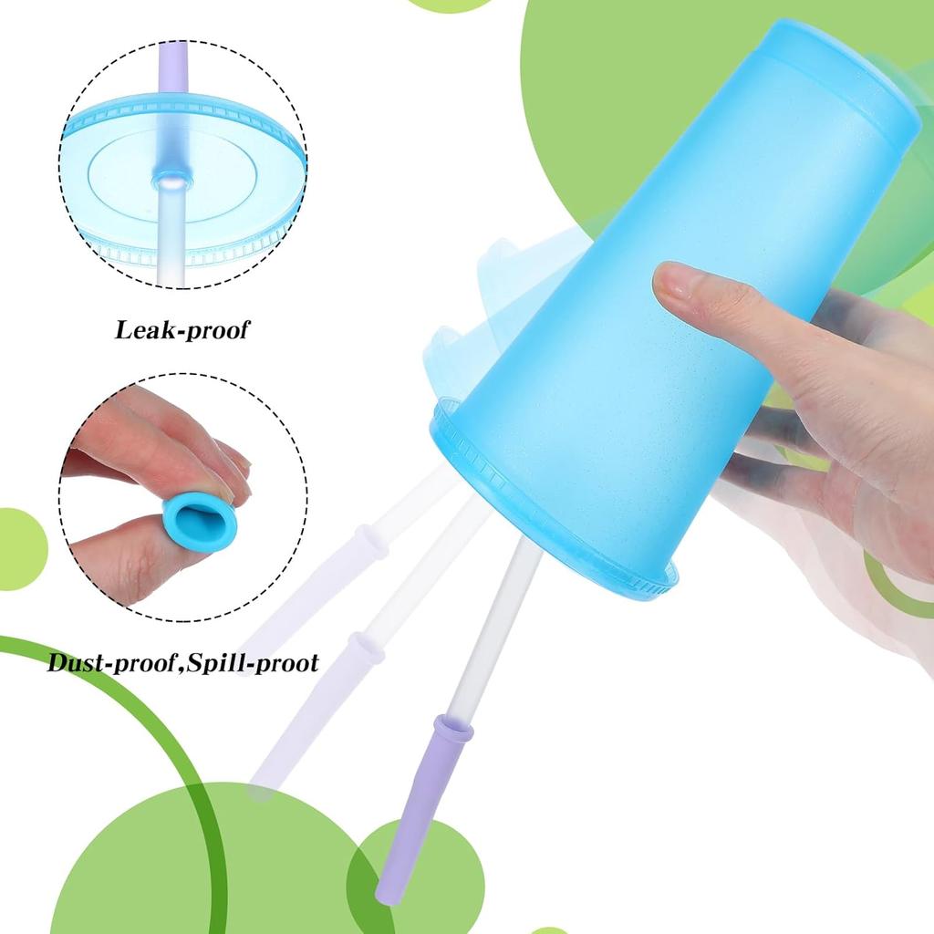 6pcs Reduce Tumbler Straw Replacement, Spill-Proof Replacement Straw for 12oz, Clear Straws Reble, Detachable Silicone Head with 2 Cleaning Brushes