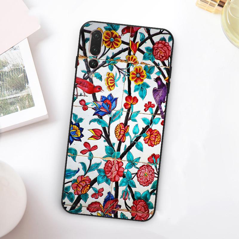 Ancient Floral Tiles For Huawei Nova Y73 Y72 Y90 Y70 Y60 Y91 Y61 12s 12i 11i 8i 9 10 SE P60 P30 Pro P40 Lite Case