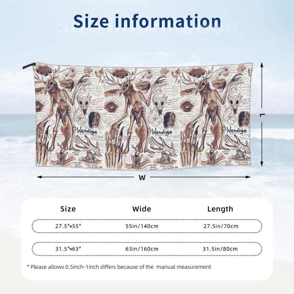 EgertronPuck's Wendigo ANatomy Beach Towel Soft Microfiber Quick Dry Absorbent Quick Towels For Bath