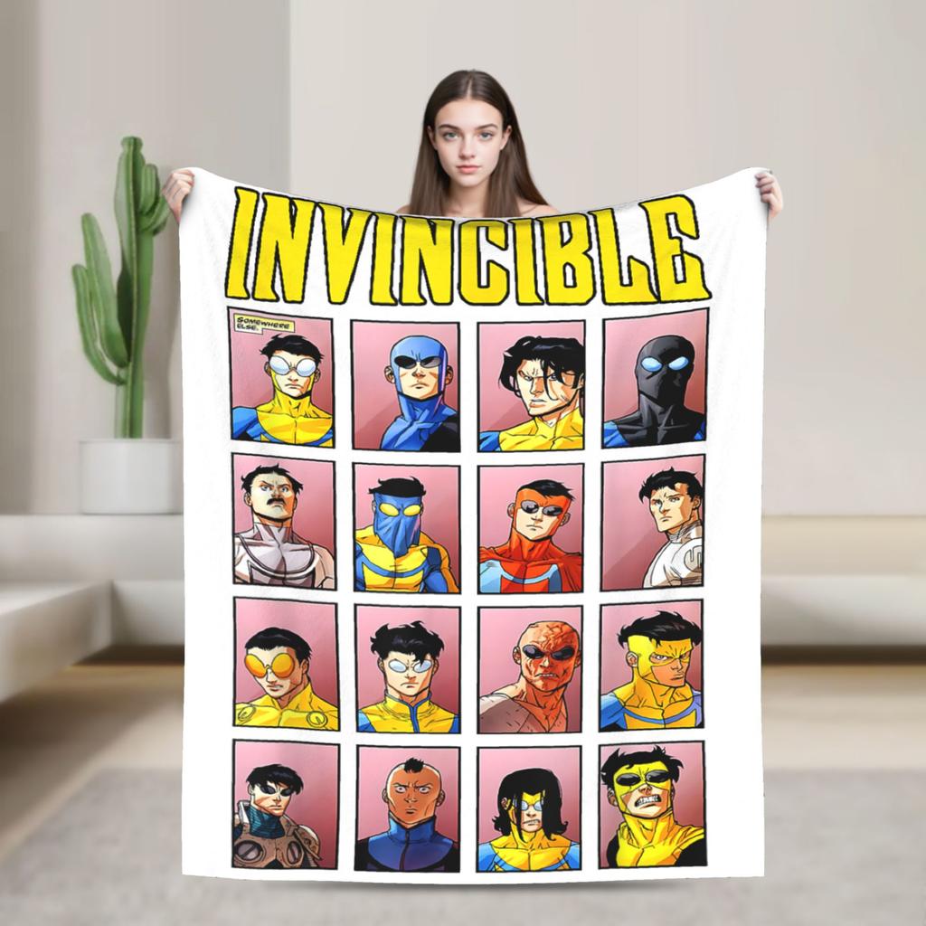Invincible Comic Mark Grayson Fleece Blankets Anime Awesome Throw Blanket for Home 150*125cm Rug Piece Lightweight Thin