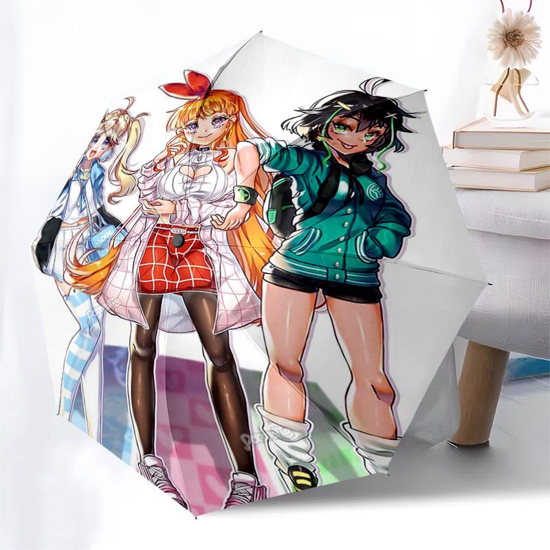 1 Stück Love Live! Automatischer Öffnungs-/Schließ-Außenschirm mit tragbarem Dreifachfalt-Design, 8-Speichen-Eisenrahmen, für den Außenbereich, für Fans, Reisende, täglichen Gebrauch,