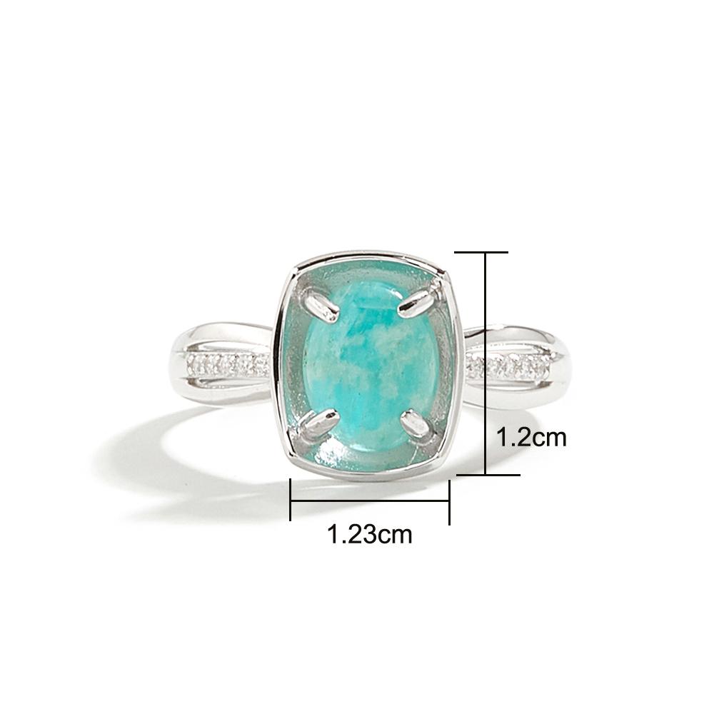 Natural Amazonite Jewelry Set Oval 7*9mm Earring Ring Real Gemstone925 Sterling Silver Fine Jewelry for Women Wife Mom Nice Gift