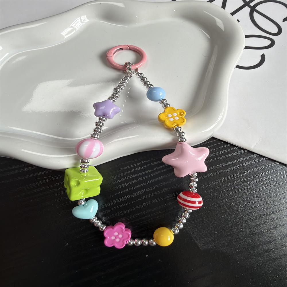 Customized Colorful Star Cheese Lanyard Phone Case Keychain Ornament