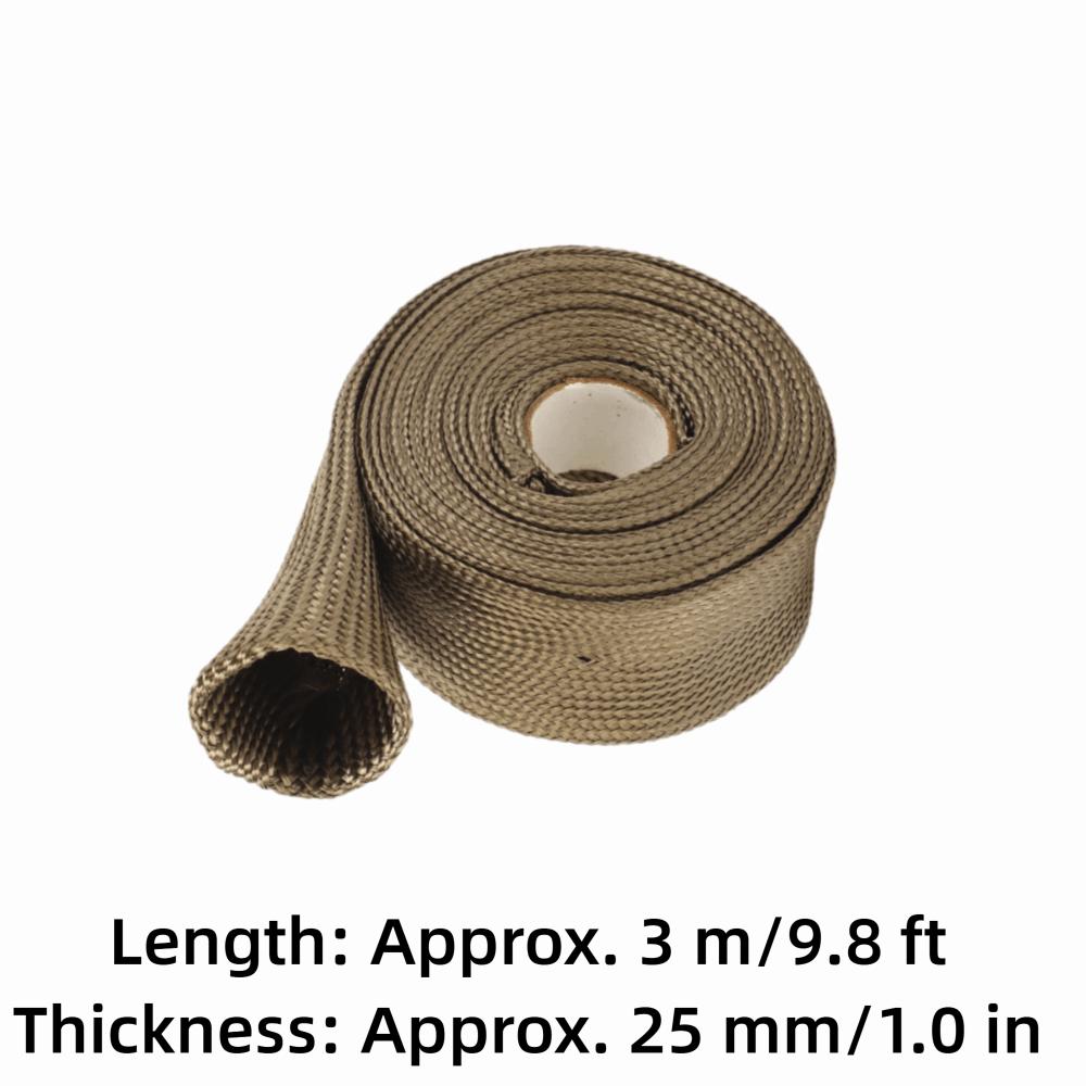Durable Basalt Fiber Heat Shield Sleeve Fireproof Heat Proof Fuel Line Heat Shield Adjustable Exhaust Pipe Wrap Auto Wire Loom