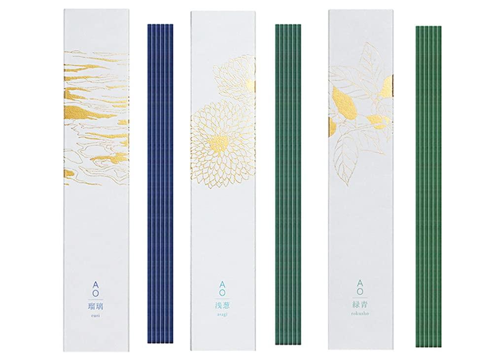 

of Daiko AO Incense 30 sticks incense stand made in fragrance [Set 3] (lapis lazuli, asagi, verdigris) each, included, Japan,