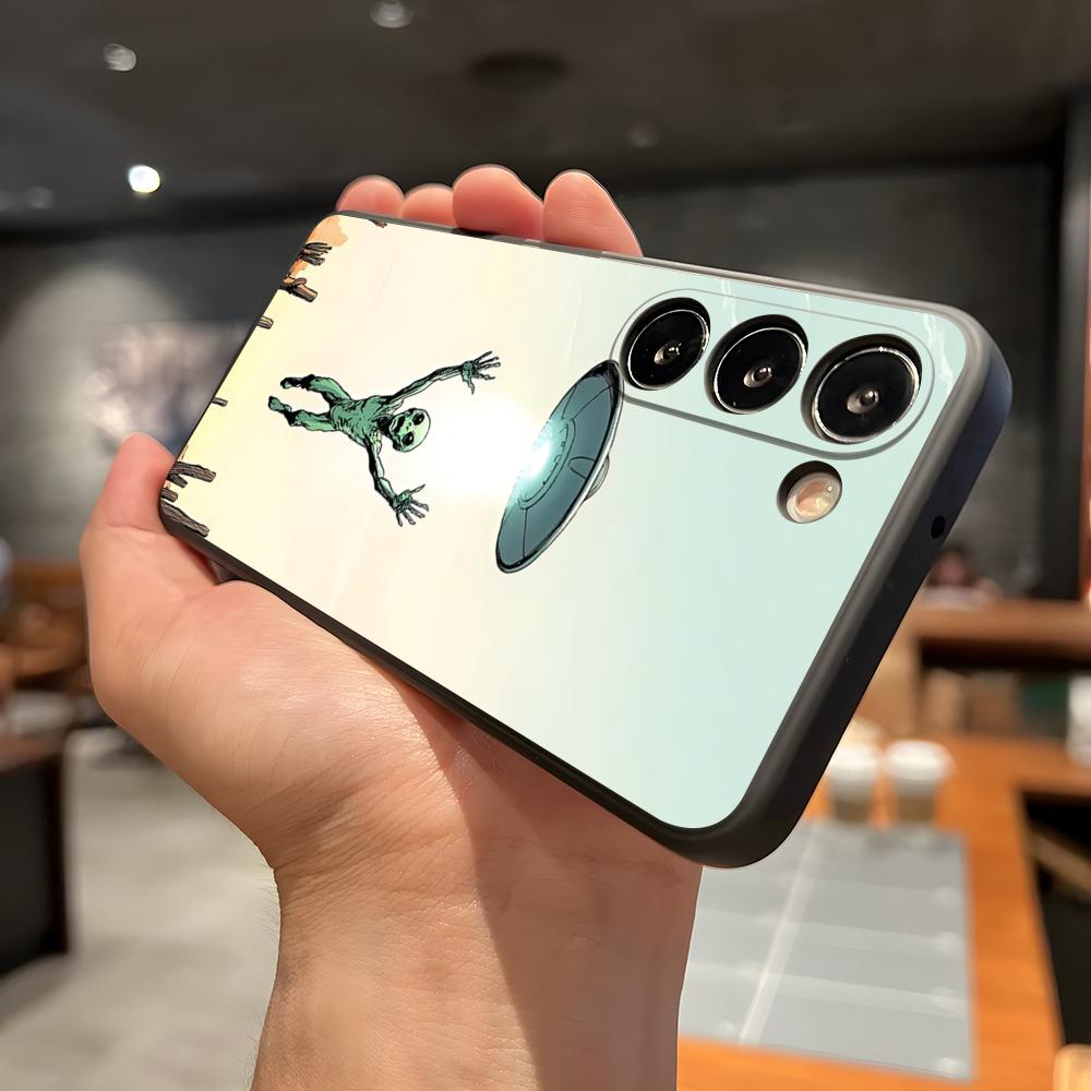 Funny Space UFO Alien Thing Phone Case For Samsung A56 A36 A26 A16 A15 A25 A35 A55 A14 A34 A24 A54 Black Soft Shell