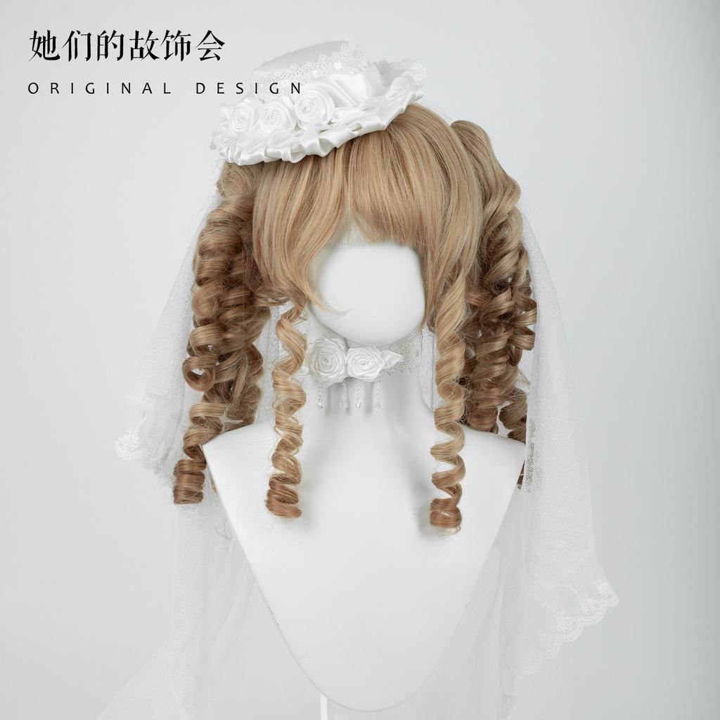 Hairpin Pair Flower Maru Veil Bow Lace White Headband Flat Cap Handmade Small Lolita Hair Accessories