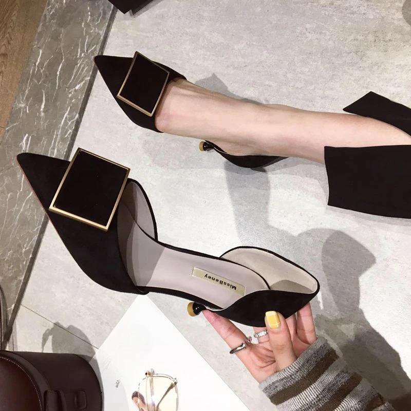 

Fashion Pumps on Heeled Pointed Toe Shoes for Women Stilito Woman Sexy High Heels Casual Young Slip Genuine Mark Shoe Chic Point Popular 39