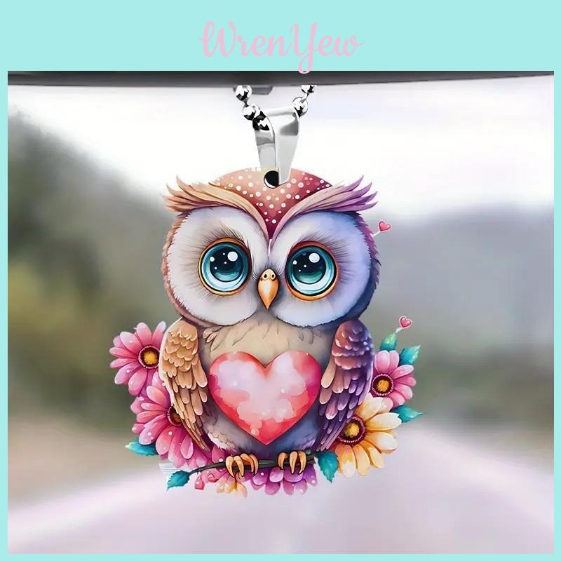 Colorful Acrylic Cartoon Woodpecker Car Mirror Hanging Decor Perfect For Interior Styling