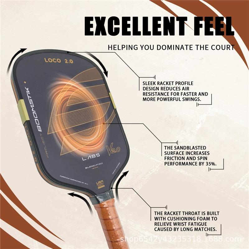 Retro Gold Loco2 Carbon Fiber Pickleball Paddle Elongated Frame Professional Tournament Competition Paddle