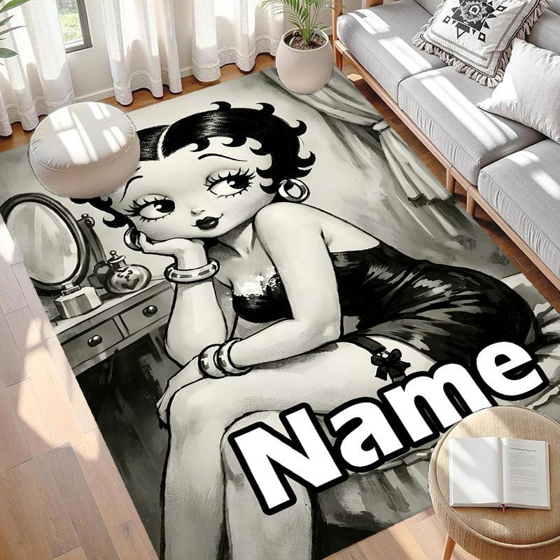 Custom Name Personalized Betty Boop Print Carpet, Versatile Home Decor Rug, for Playroom, Apartment, Balcony, Entryway, Hallway Gift