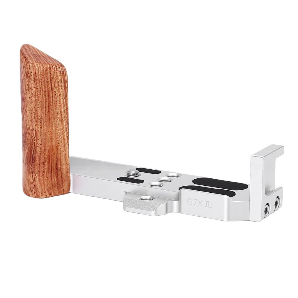 Wooden L Shape Handle Grip Fit for G7XII G7XIII Camera with Quick Release Baseplate Hand Grip Holder