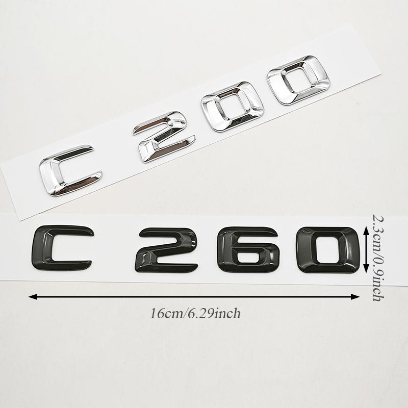 3D ABS Car Letters Logo C200 C250 C260 4MATIC Rear Trunk Badge Emblem Sticker For Mercedes Benz C Class W206 Tail Accessories IL1