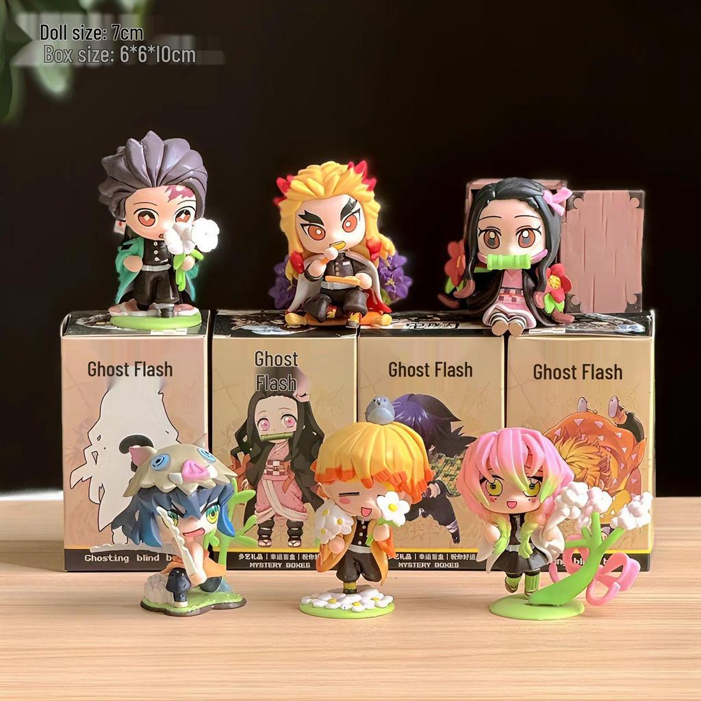 Demon Slayer Birth Flower Series: Tanjiro, Nezuko & Zenitsu Figures - Collectible Ornament Gift