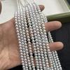1 šňůra, Bílé přírodní sladkovodní perly, Ručně vyráběné kulaté perlové korálky pro výrobu šperků DIY řemesla (Korálky 5-6 mm, Délka 36 cm)