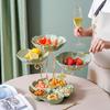Huihuang Ceramic Lotus Leaf 4-Grid Fruit & Snack Plate
