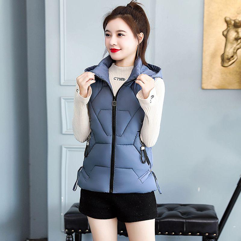 Hooded Down Vest Women's Short Korean Style Autumn and Winter Slim Down Vest Vest Thick Jacket