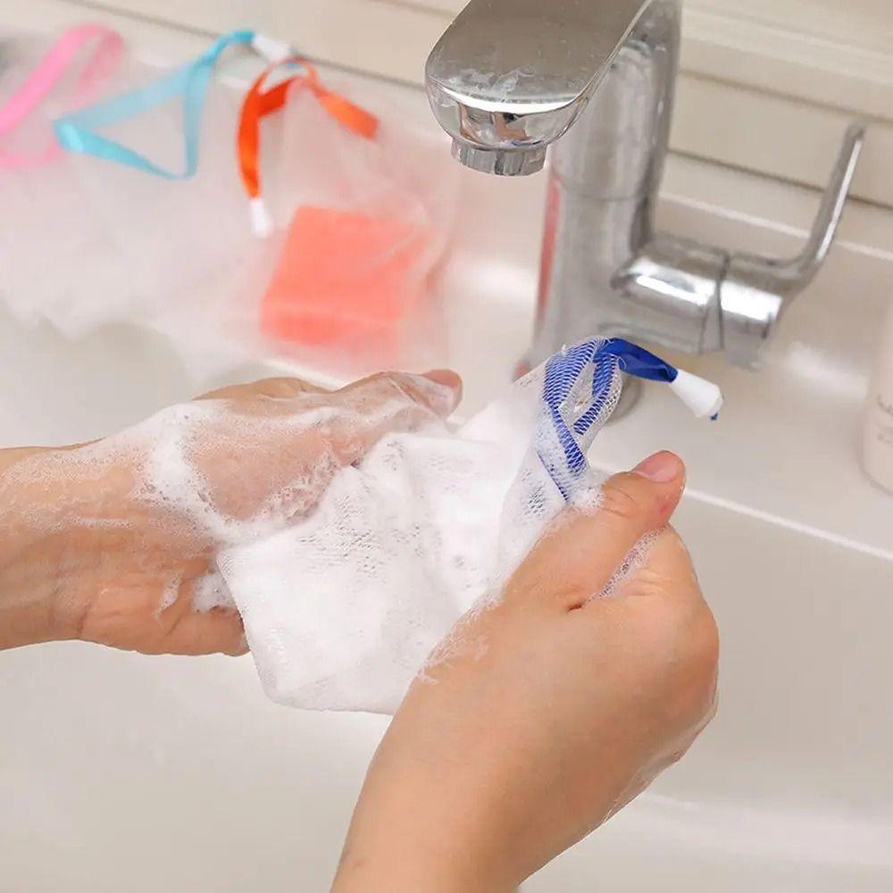 50Pcs Hangable Bath Foaming Mesh Bags with Drawstring Shower Gel Saver Pouch  for Facial Cleanser