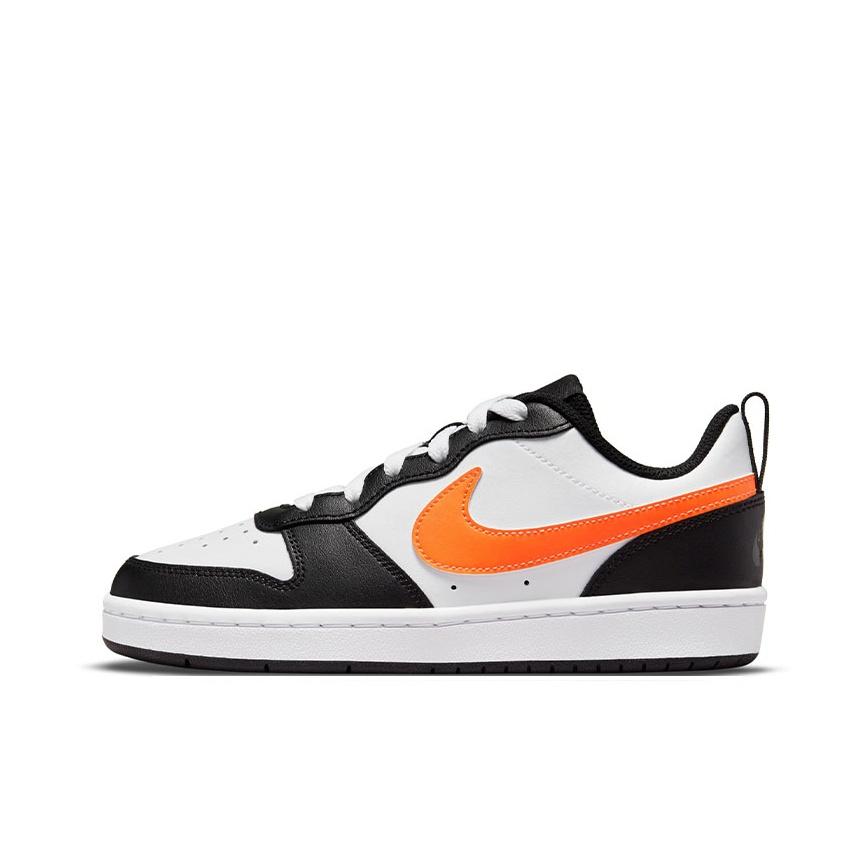 Nike Court Borough Low 2 GS White Black Orange Kids Sneakers Dark-Smoke-Grey Total-Orange BQ5448-115