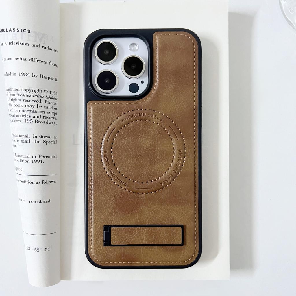 Foreign trade models are suitable for iPhone14 leather bracket, mobile phone case, Apple 14PROMAX crystal shield, magnetic protective case 14.