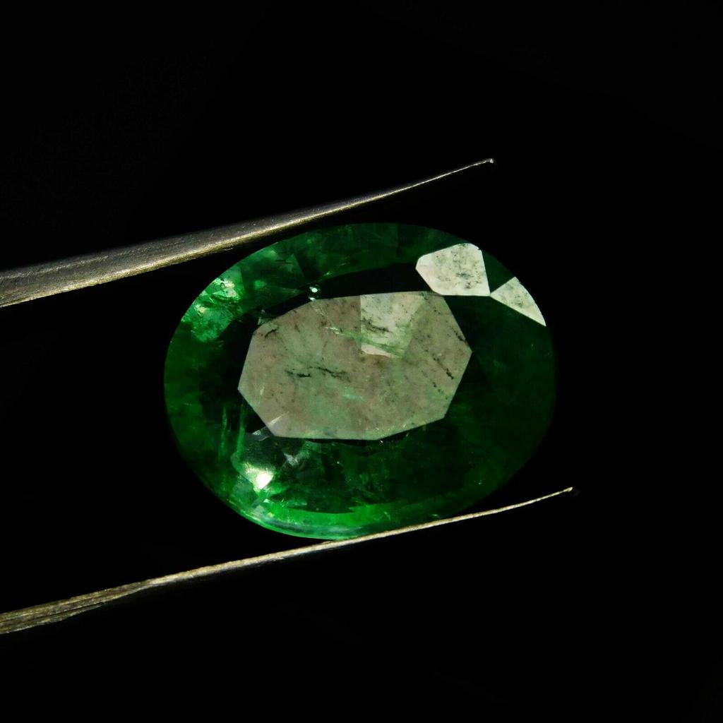 7 Ct Natural Untreated Green Colombian Emerald Oval Cut CERTIFIED Loose Gemstone A1-3185