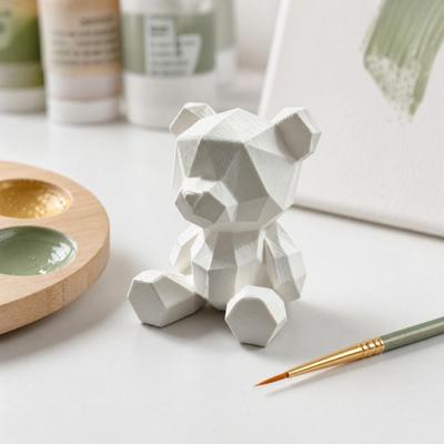 Nostalgie Polygon Bärenstatue, Handbemaltes 3D-gedrucktes Ornament, Poly Geometrische Nordische Stil Skulptur, für Wohnzimmer Schreibtisch Heimdekoration
