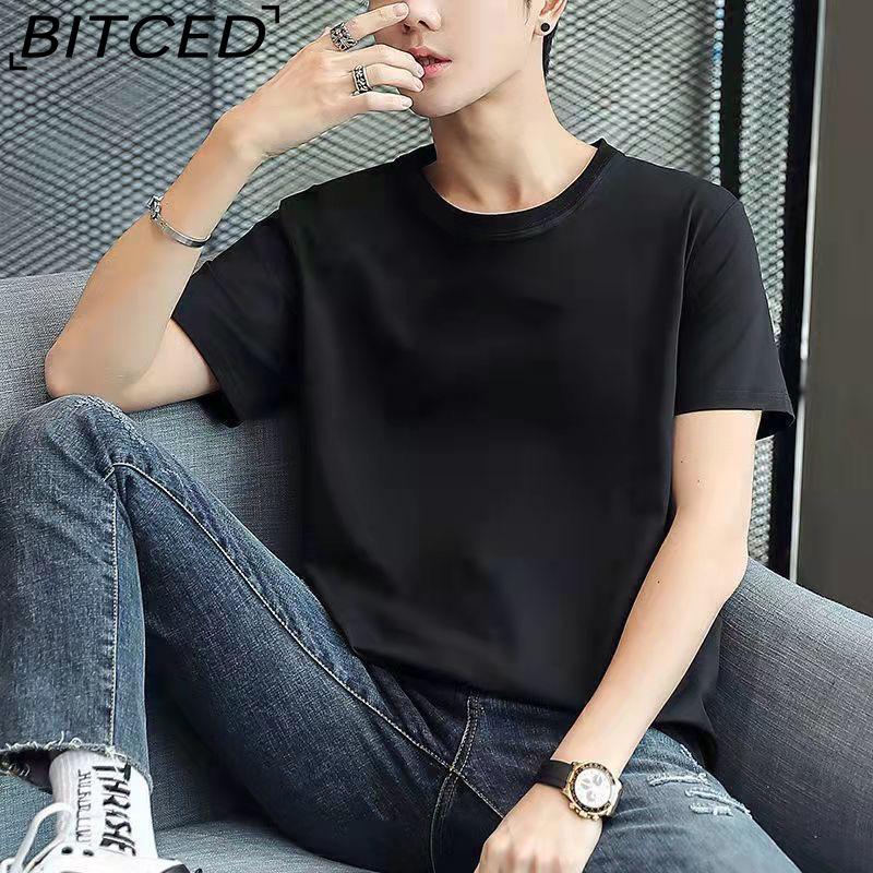 BITCED Cotton Short Sleeve T-shirt Men's Fashion Loose Half Sleeve Shirt Printed Compassionate Shirt