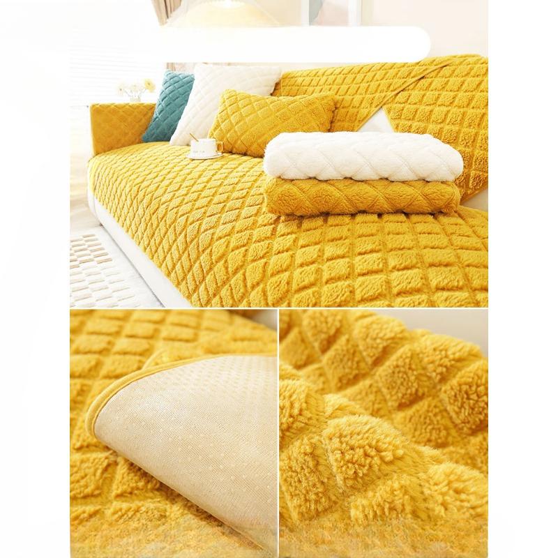 Winter Sofa Cushion Thickened Non-Slip Lambswool Seat Cover Furry Sofa Towel Cover Cloth High-Grade