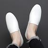 Fashion Flat Bottomed Men's Leather Shoes Black and White Style Office and Leisure Party Comfortable Work Plus Size Slip On Daily Shoes