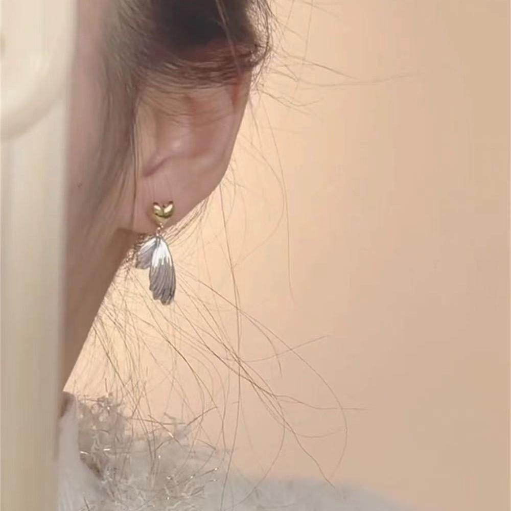 Temperament Fishtail Love Earrings Women'S Niche Design Sense Unique Stud Earrings Earrings Personalized Earrings