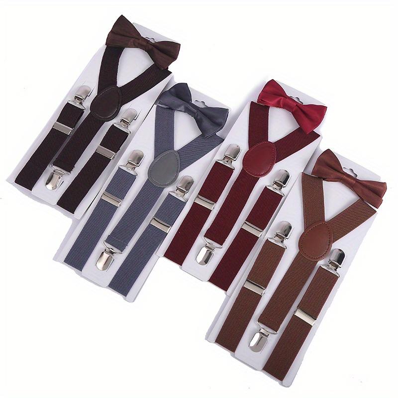 Casual Suspenders with Bow Tie To Prevent Falling Off, Stylish Performance Suspenders, Three Clips, Elastic Suspenders for Trousers.