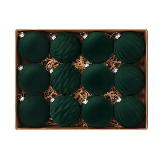 

Yousheng 12 шт. Бархатные рождественские шары Флокированные шары Украшение для рождественской елки Небьющиеся пластиковые подвесные шары Украшение для рождественской елки Вечеринка Дом зелёный