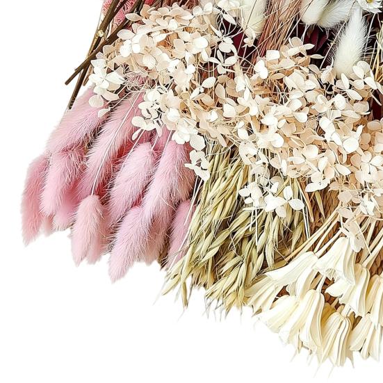 DIY Natural Dried Flower Set Eucalyptus Lavender Wheat Bunny Tails Billy Ball Flower Bouquet with Stems for DIY Crafts Home Wedding Vase Decor