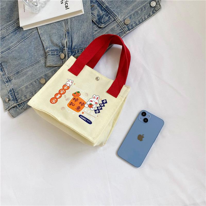 New canvas women's bag persimmon ruyi handbag small square bag fashion casual cute handbag cartoon handbag