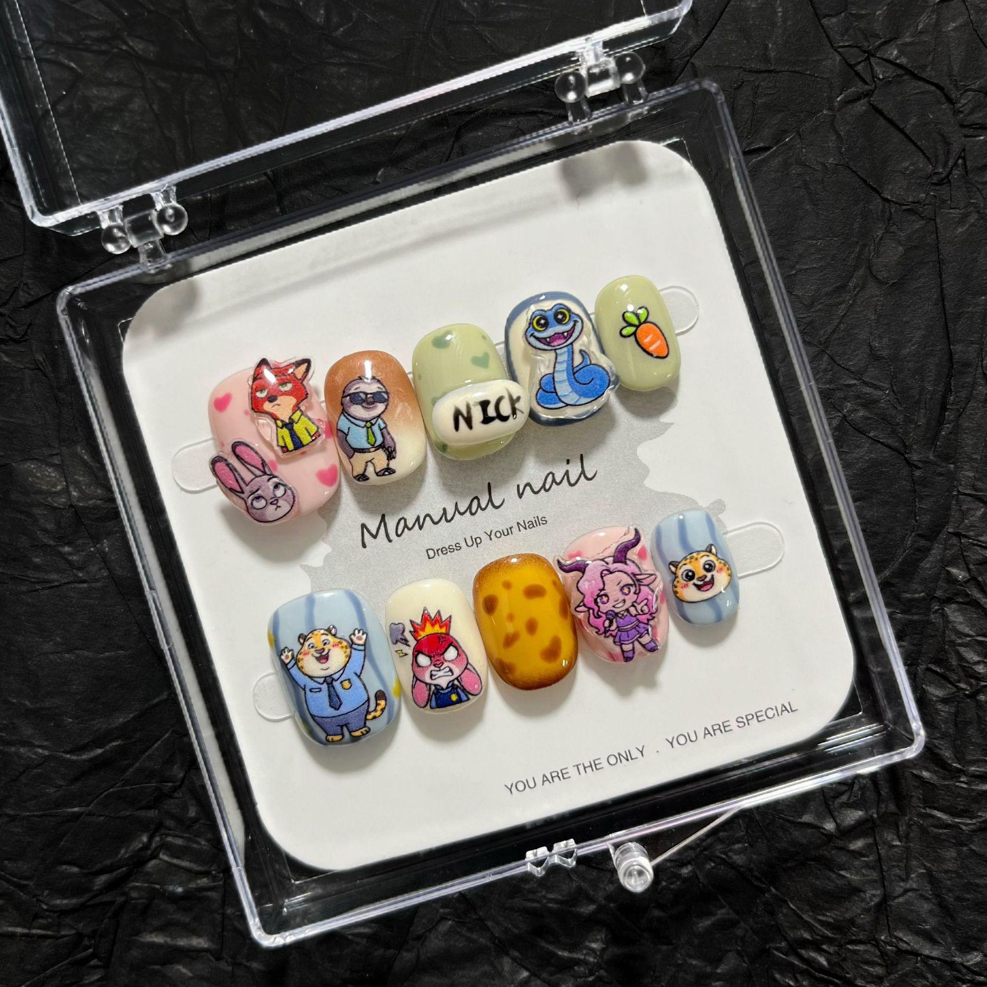 Зверополис Ручная Работа Мультяшная Девочка Круглые Наклейки для Дизайна Ногтей, Снимаемые A677 Medium