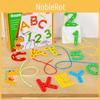 Wooden Alphabet Number Bead Stringing Toy For Early Education And Fine Motor Skills Development
