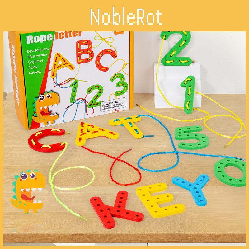 Wooden Alphabet Number Bead Stringing Toy For Early Education And Fine Motor Skills Development