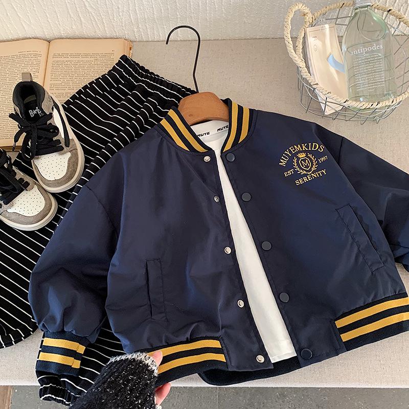 Kids' Korean Style Baseball Jacket - 2025 Autumn Fashion Versatile College Style
