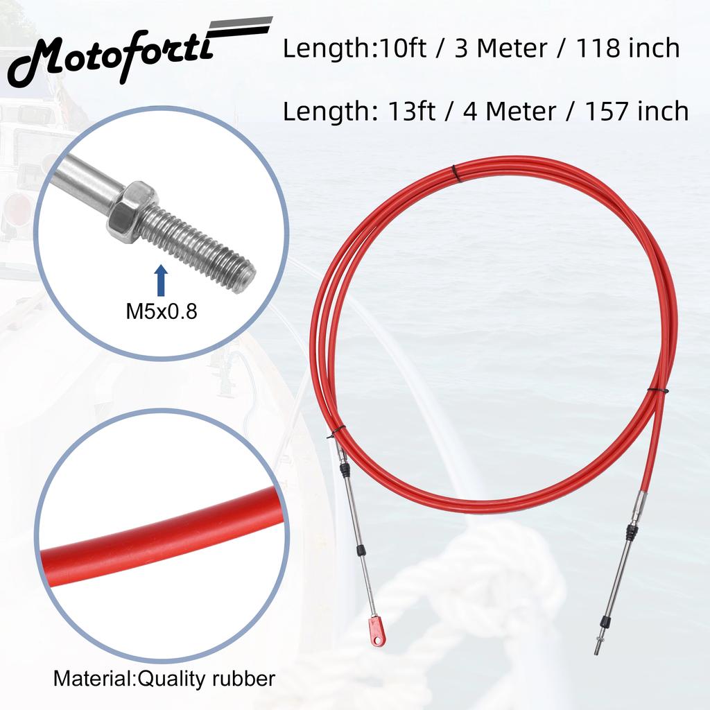 Motoforti 10ft 118 Inch and 13ft 157 Inch Marine Type 3300/33C Throttle Shift Remote Control Box Cable with Clevis for Yamaha
