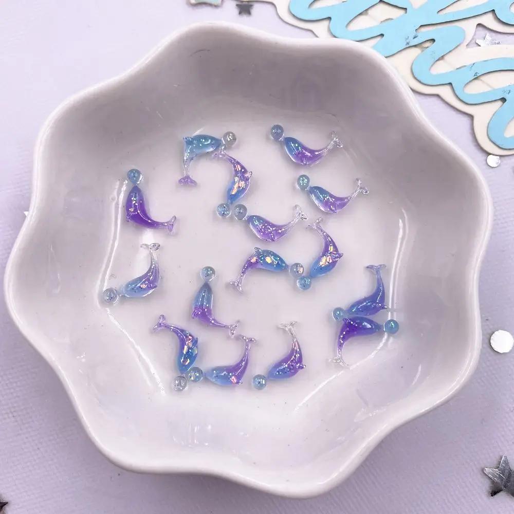 100Pcs Resin Colorful Mini Luminous Mermaid Nail Charms Glow Shell Ocean Flat Back Rhinestone Art Decor Accessorie DIY Scrapbook