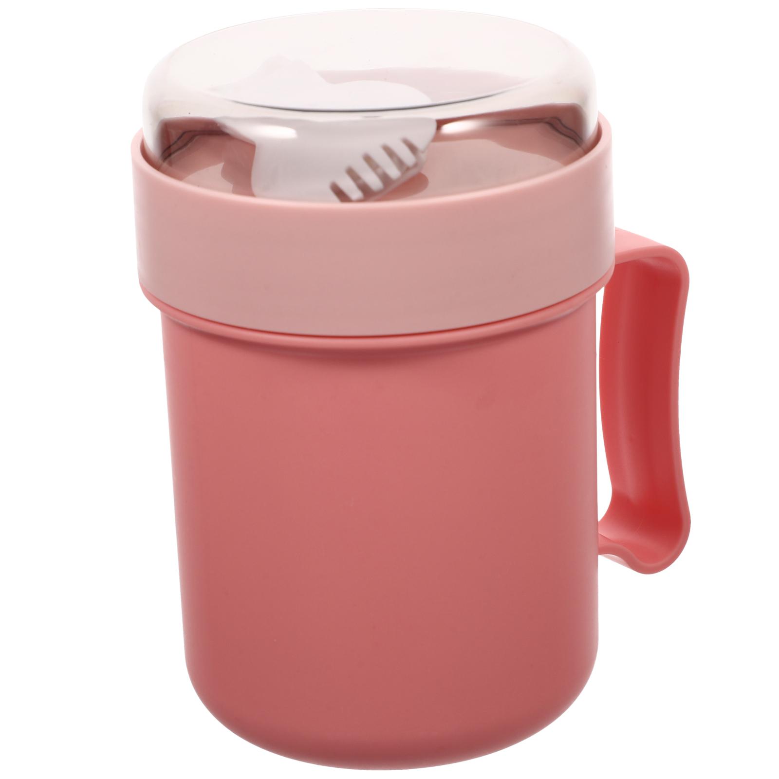 

1 Set Of Breakfast Cup Microwave-Safe Oatmeal Container Leakproof Portable Cereal Cup For Office Outdoor Multi-Use Food Holder рожевий