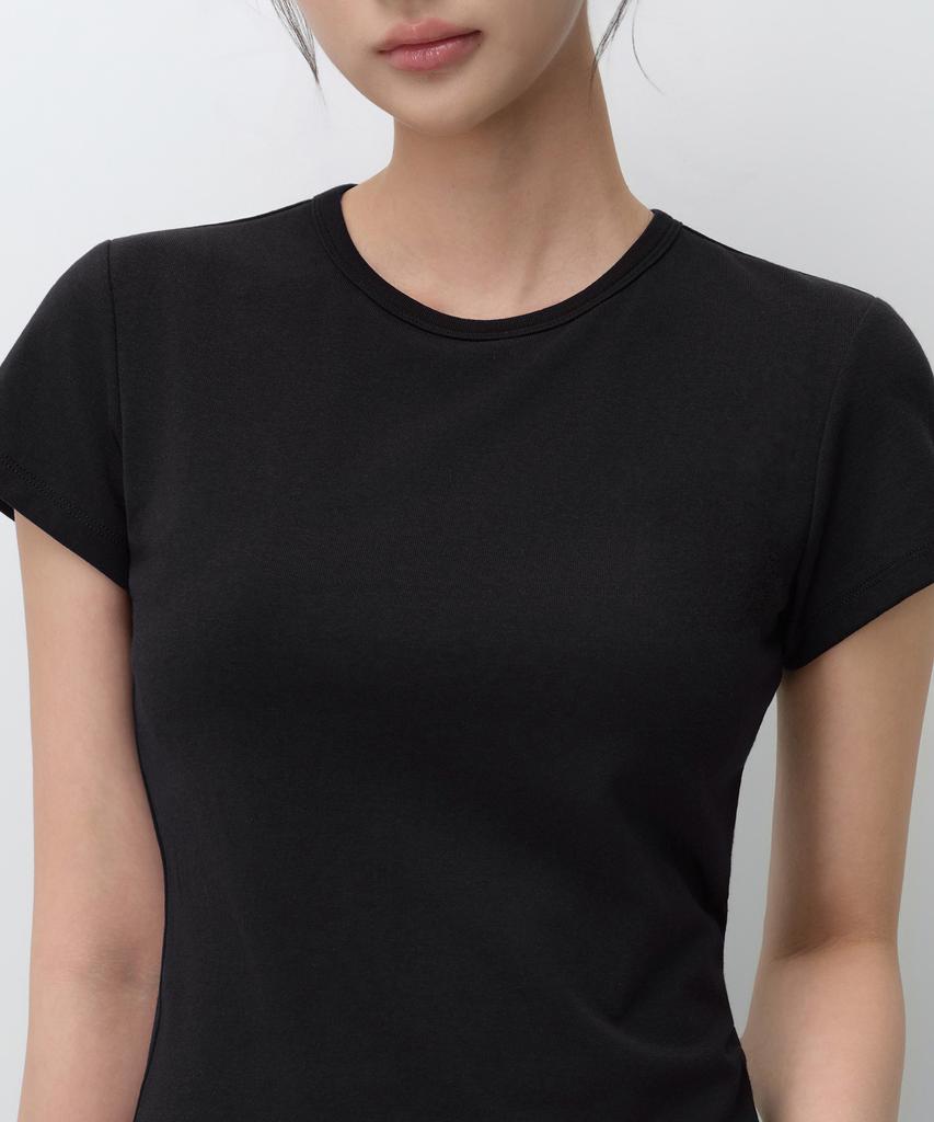 MUSINSA STANDARD WOMAN Women'S Slim Crew Neck Bra T-Shirt [Black]