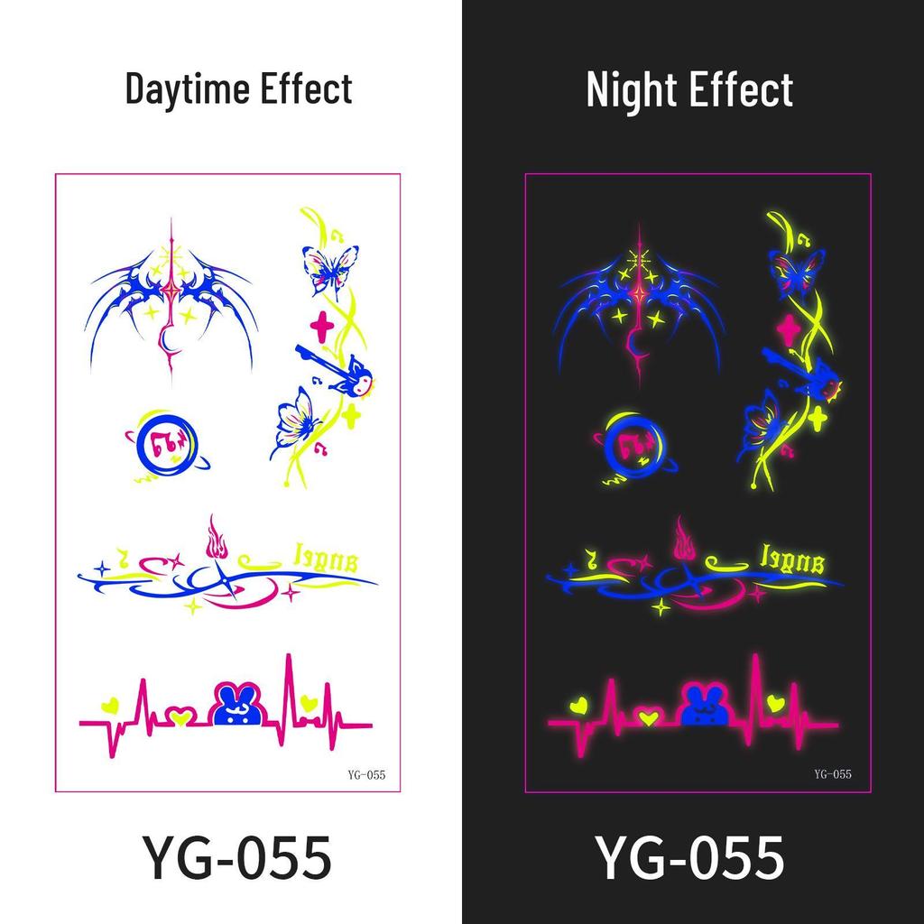 Neon Glow Music Festival Tattoo Stickers: Bright Fluorescent Designs for Concerts and Parties