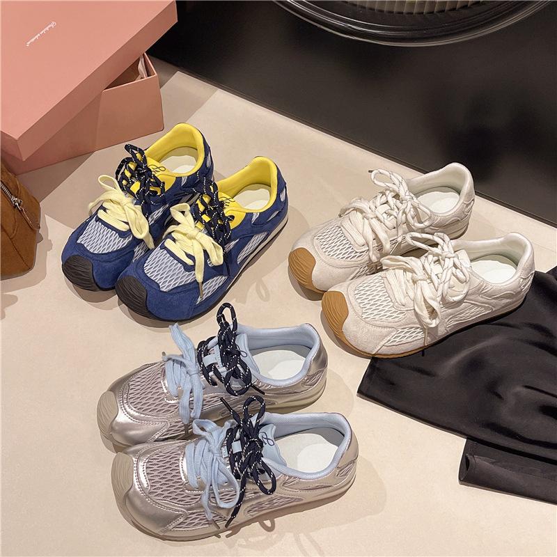Casual sports board shoes women's 2025 new summer small thick-soled breathable Forrest Gump shoes retro mesh German training shoes