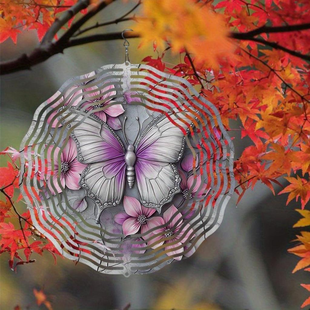 Vlinder Windgong Metaal Tuindecoratie Maanlicht Vliegende Bloemen Buiten Binnen Binnenplaats Cadeau Geen Batterijen Nodig